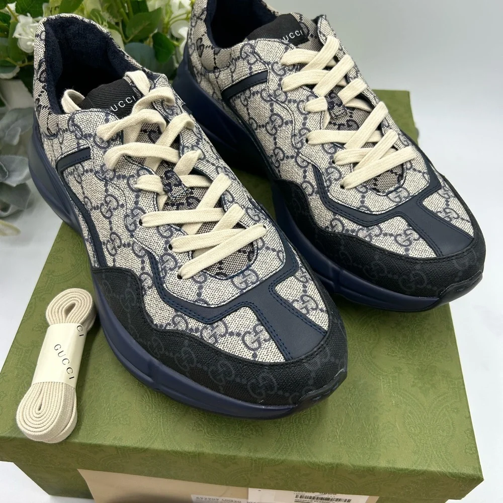 Men's Gucci, GG supreme Rython sneakers size 11.5 made in Italy - Picture 1 of 10